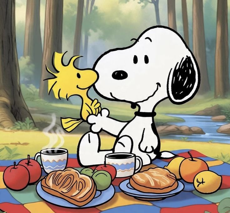 snoppy tomando el te
